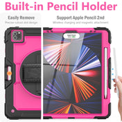 For iPad Pro 12.9 2022 / 2021 / 2020 / 2018 Shockproof Colorful Silicone + PC Protective Tablet Case with Holder & Shoulder Strap & Hand Strap & Pen Slot(Rose PC+Black) Eurekaonline
