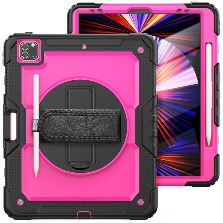  2018 Shockproof Colorful Silicone + PC Protective Tablet Case with Holder & Shoulder Strap & Hand Strap & Pen Slot(Rose PC+Black) Eurekaonline