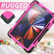 For iPad Pro 12.9 2022 / 2021 / 2020 / 2018 Shockproof Colorful Silicone + PC Protective Tablet Case with Holder & Shoulder Strap & Hand Strap & Pen Slot(Rose PC+Black) Eurekaonline