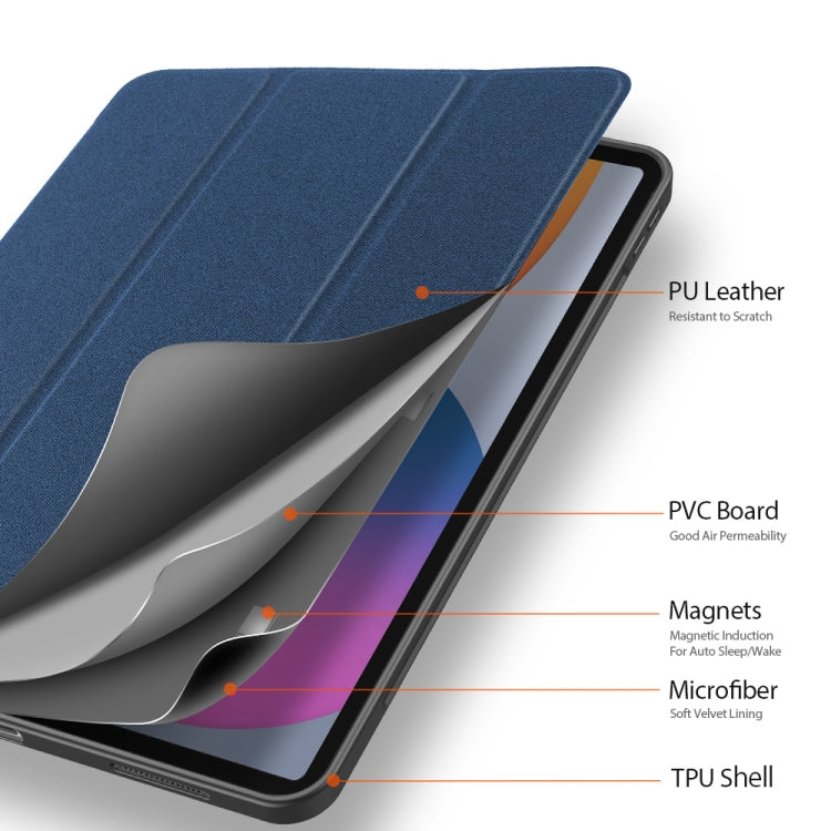 For iPad Pro 12.9 2022 / 2021 / 2020 DUX DUCIS Domo Series Horizontal Flip Magnetic TPU + PU Leather Tablet Case with Three-folding Holder & Pen Slot & Sleep / Wake-up Function(Blue) Eurekaonline