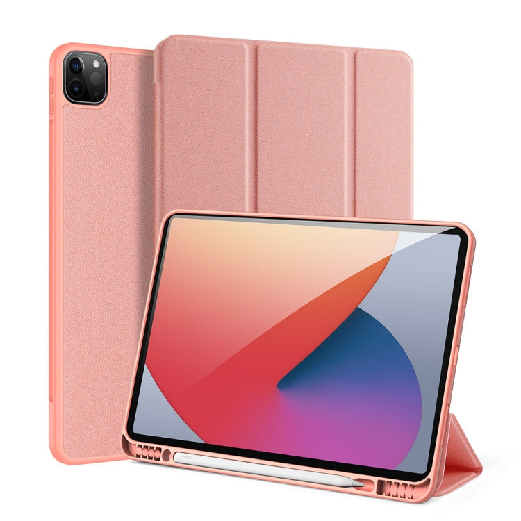 For iPad Pro 12.9 2022 / 2021 / 2020 DUX DUCIS Domo Series Horizontal Flip Magnetic TPU + PU Leather Tablet Case with Three-folding Holder & Pen Slot & Sleep / Wake-up Function(Pink) Eurekaonline