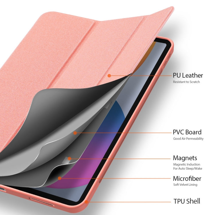 For iPad Pro 12.9 2022 / 2021 / 2020 DUX DUCIS Domo Series Horizontal Flip Magnetic TPU + PU Leather Tablet Case with Three-folding Holder & Pen Slot & Sleep / Wake-up Function(Pink) Eurekaonline