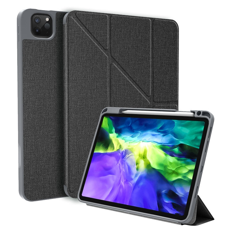 For iPad Pro 12.9 2022 / 2021 / 2020 Mutural Multi-fold Smart Leather Tablet Case(Black) Eurekaonline