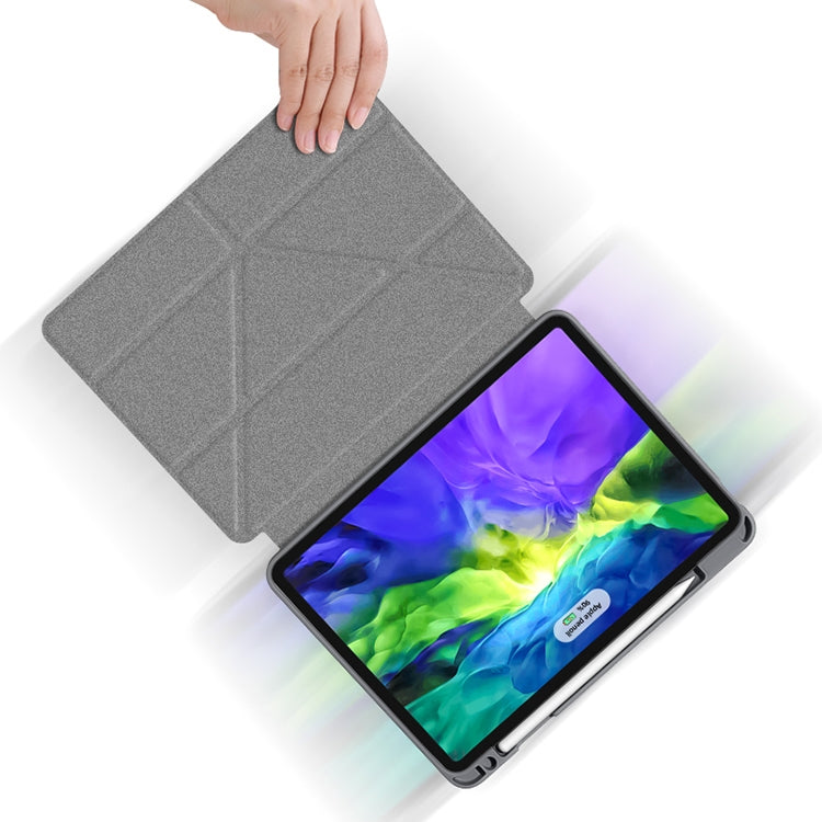 For iPad Pro 12.9 2022 / 2021 / 2020 Mutural Multi-fold Smart Leather Tablet Case(Dark Green) Eurekaonline
