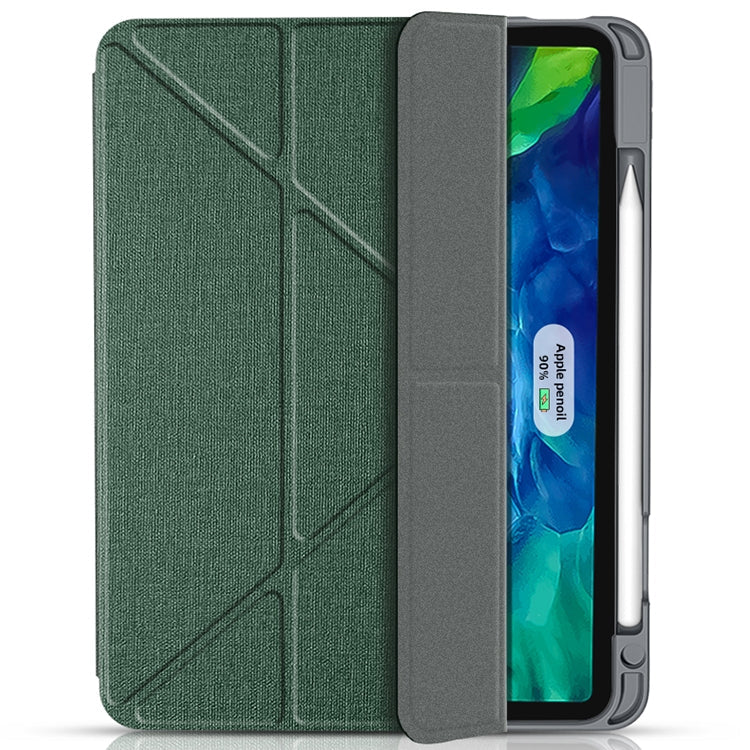 For iPad Pro 12.9 2022 / 2021 / 2020 Mutural Multi-fold Smart Leather Tablet Case(Dark Green) Eurekaonline