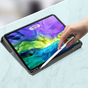 For iPad Pro 12.9 2022 / 2021 / 2020 Mutural YASHI Series TPU + PU Cloth Pattern Texture Horizontal Flip Leather Tablet Case with Three-folding Holder & Pen Slot & Wake-up / Sleep Function(Black) Eurekaonline