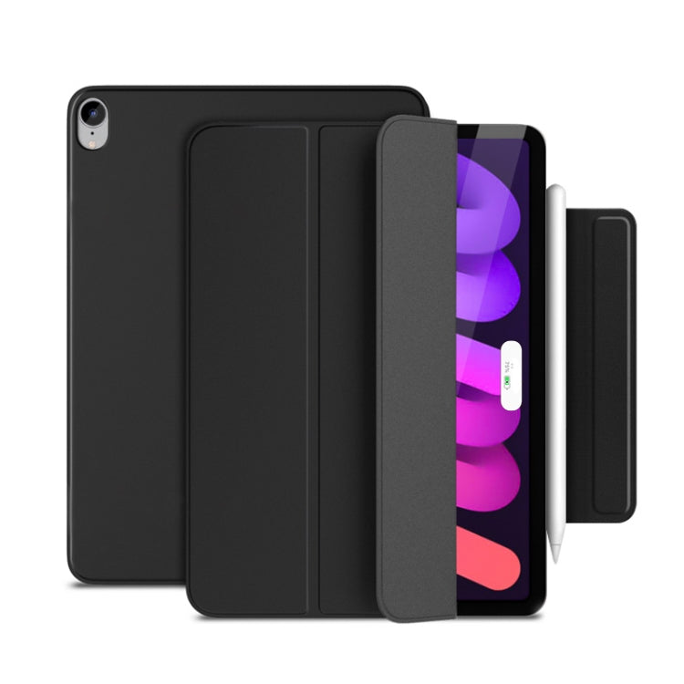 For iPad mini 6 3-fold Double-sided Clip Buckle Magnetic Smart Tablet Case(Black) Eurekaonline