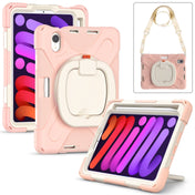 For iPad mini 6 Silicone + PC Protective Tablet Case with Holder & Shoulder Strap (Rose Gold) Eurekaonline