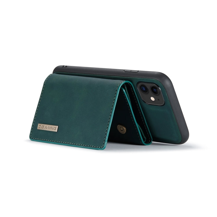 For iPhone 11 DG.MING M1 Series 3-Fold Multi Card Wallet + Magnetic Back Cover Shockproof Case with Holder Function (Green) Eurekaonline