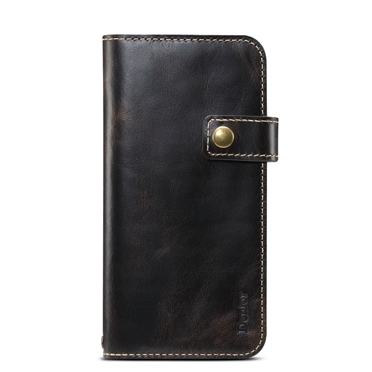For iPhone 11 Denior Oil Wax Cowhide DK Magnetic Button Horizontal Flip Leather Case with Holder & Card Slots & Wallet(Black) Eurekaonline
