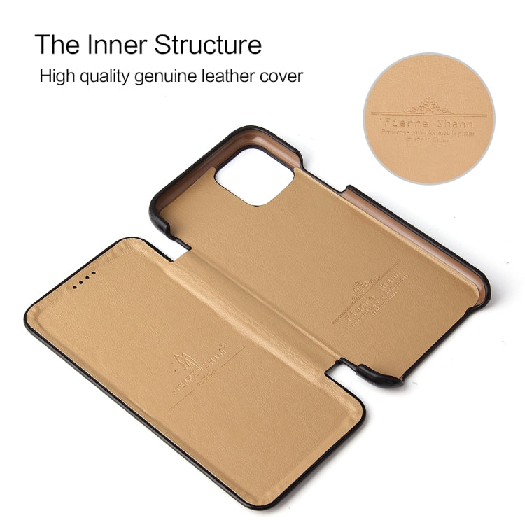 For iPhone 11 Fierre Shann Business Magnetic Horizontal Flip Genuine Leather Case (Black) Eurekaonline