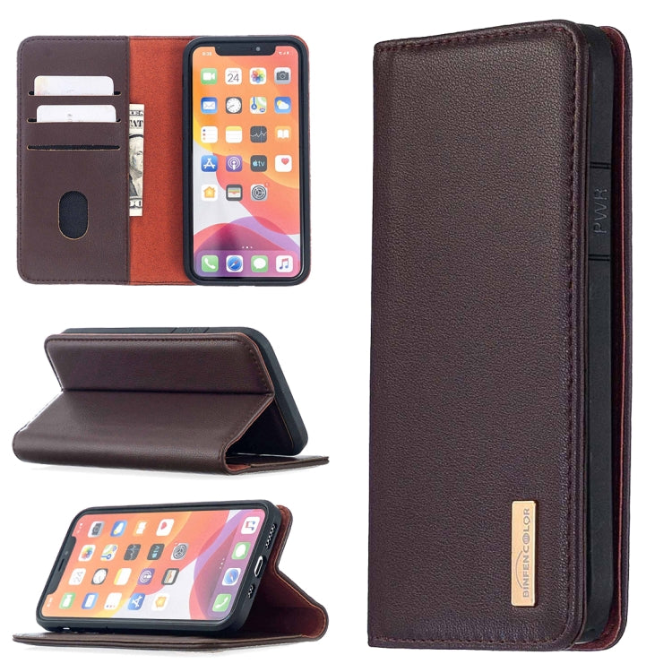 For iPhone 11 Pro 2 in 1 Detachable Magnetic Horizontal Flip Genuine Leather Case with Holder & Card Slots & Wallet(Dark Brown) Eurekaonline