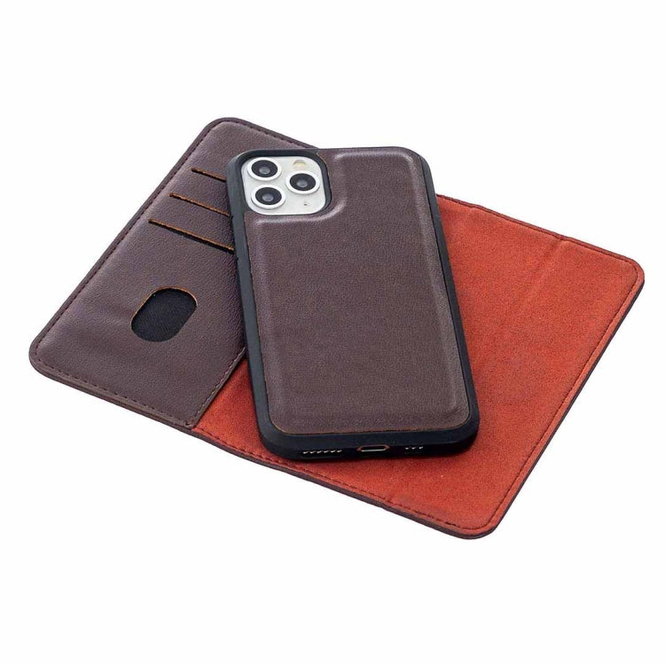 For iPhone 11 Pro 2 in 1 Detachable Magnetic Horizontal Flip Genuine Leather Case with Holder & Card Slots & Wallet(Dark Brown) Eurekaonline