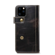 For iPhone 11 Pro Denior Oil Wax Cowhide DK Magnetic Button Horizontal Flip Leather Case with Holder & Card Slots & Wallet(Black) Eurekaonline