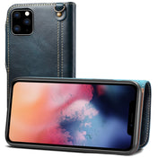 For iPhone 11 Pro Denior Oil Wax Cowhide Magnetic Button Horizontal Flip Leather Case with Card Slots & Wallet(Dark Blue) Eurekaonline