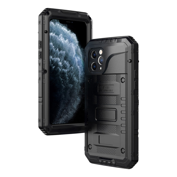For iPhone 11 Pro Dustproof Shockproof Waterproof Silicone + Metal Protective Case(Black) Eurekaonline