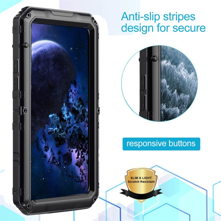 For iPhone 11 Pro Dustproof Shockproof Waterproof Silicone + Metal Protective Case(Black) Eurekaonline