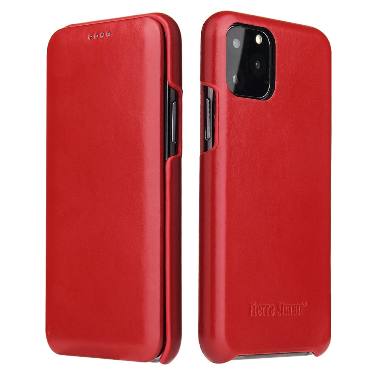For iPhone 11 Pro Fierre Shann Business Magnetic Horizontal Flip Genuine Leather Case (Red) Eurekaonline