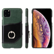 For iPhone 11 Pro Fierre Shann Oil Wax Texture Genuine Leather Back Cover Case with 360 Degree Rotation Holder & Card Slot (Green) Eurekaonline