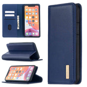 For iPhone 11 Pro Max 2 in 1 Detachable Magnetic Horizontal Flip Genuine Leather Case with Holder & Card Slots & Wallet(Blue) Eurekaonline