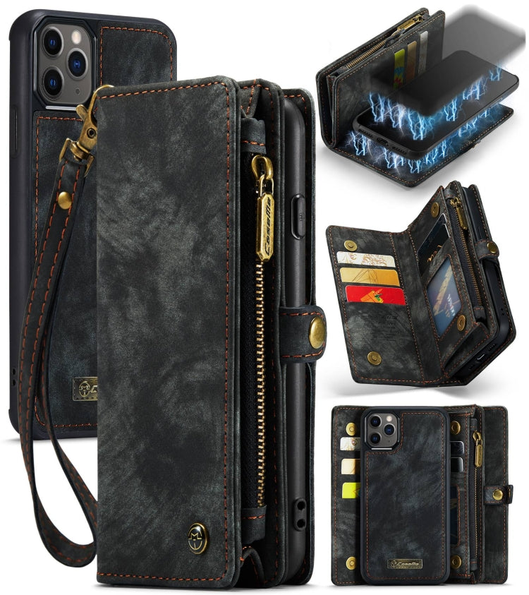 For iPhone 11 Pro Max CaseMe-008 Detachable Multifunctional Horizontal Flip Leather Case with Card Slot & Holder & Zipper Wallet & Photo Frame (Black) Eurekaonline