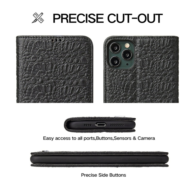 For iPhone 11 Pro Max Crocodile Texture PC + TPU Horizontal Flip Leather Case with Holder & Card Slots & Wallet(Black) Eurekaonline