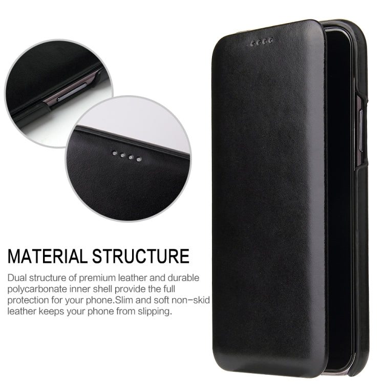 For iPhone 11 Pro Max Fierre Shann Business Magnetic Horizontal Flip Genuine Leather Case (Black) Eurekaonline