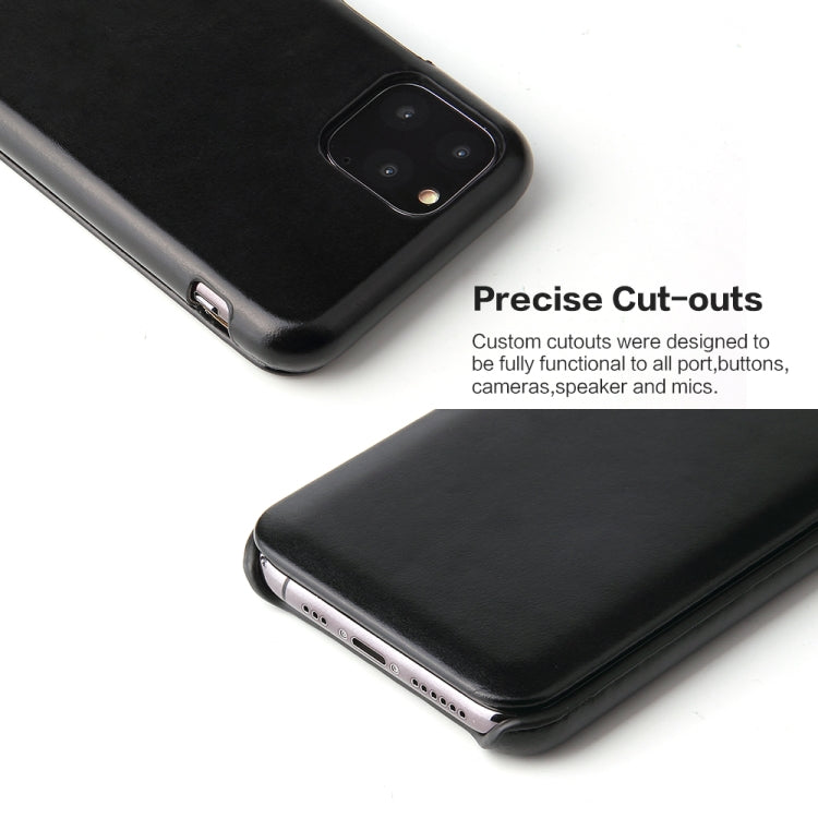 For iPhone 11 Pro Max Fierre Shann Business Magnetic Horizontal Flip Genuine Leather Case (Black) Eurekaonline