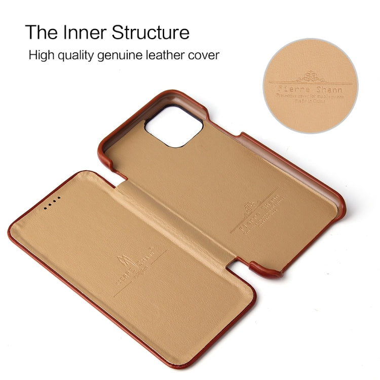 For iPhone 11 Pro Max Fierre Shann Business Magnetic Horizontal Flip Genuine Leather Case (Brown) Eurekaonline