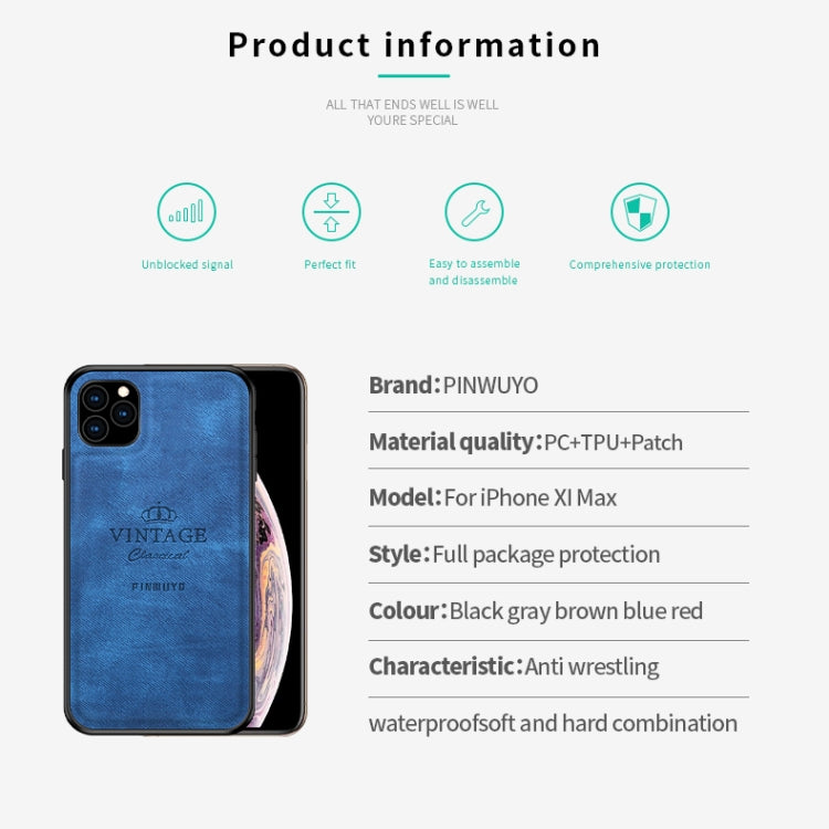 For iPhone 11 Pro Max PINWUYO Shockproof Waterproof Full Coverage PC + TPU + Skin Protective Case (Brown) Eurekaonline
