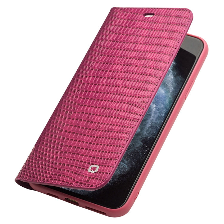 For iPhone 11 Pro Max QIALINO Crocodile Texture Horizontal Flip Leather Case with Wallet & Card Slots(Rose Red) Eurekaonline