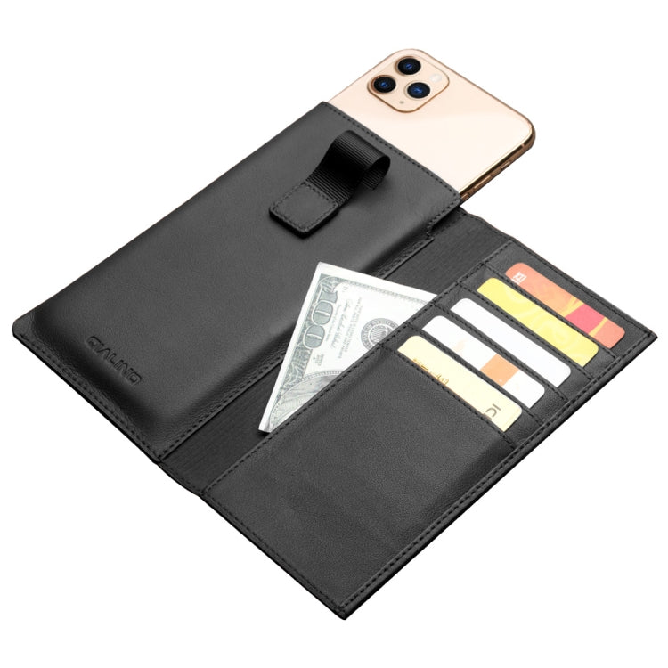 For iPhone 11 Pro Max QIALINO Nappa Texture Top-grain Leather Horizontal Flip Wallet Case with Card Slots(Black) Eurekaonline