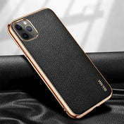 For iPhone 11 Pro Max SULADA Litchi Texture Leather Electroplated Shckproof Protective Case(Black) Eurekaonline