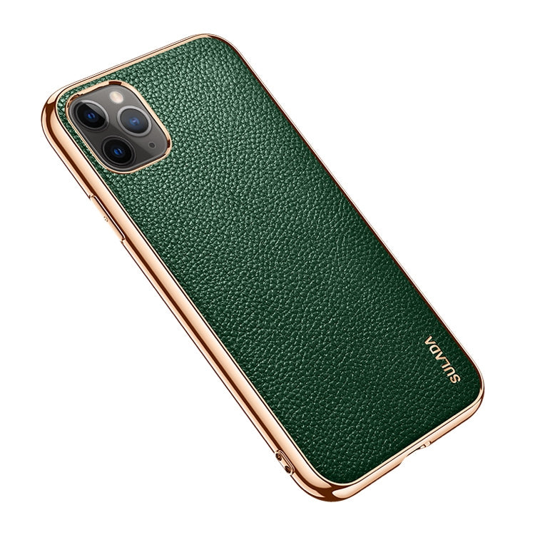 For iPhone 11 Pro Max SULADA Litchi Texture Leather Electroplated Shckproof Protective Case(Green) Eurekaonline