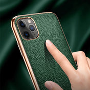 For iPhone 11 Pro Max SULADA Litchi Texture Leather Electroplated Shckproof Protective Case(Green) Eurekaonline