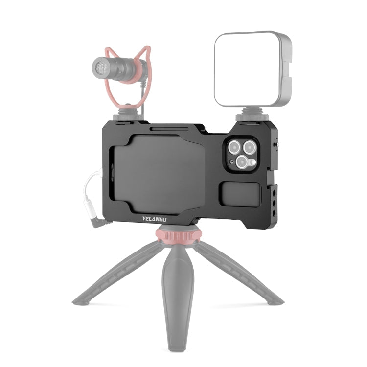 For iPhone 11 Pro Max YELANGU C23 Video Camera Cage Stabilizer with PC Case (Black) Eurekaonline