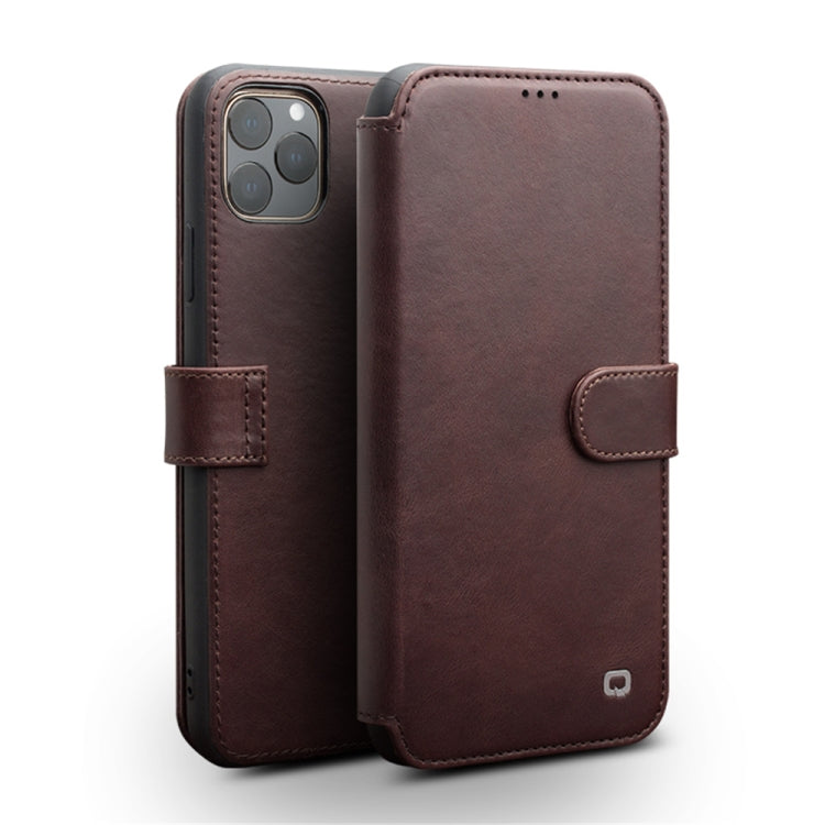 For iPhone 11 Pro QIALINO Business Magnetic Buckle Horizontal Flip Leather Case with Card Slots(Dark Brown) Eurekaonline