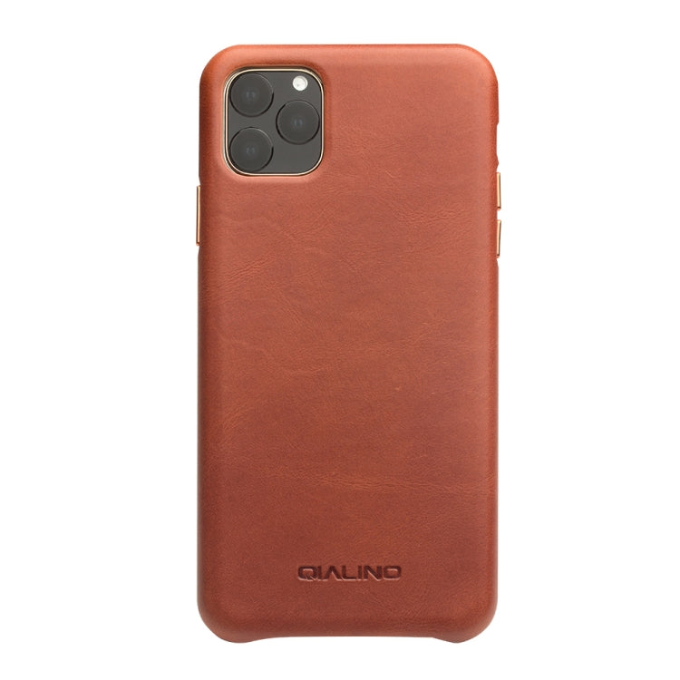 For iPhone 11 Pro QIALINO Shockproof Cowhide Leather Protective Case(Light Brown) Eurekaonline
