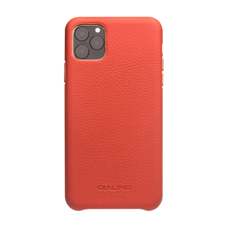 For iPhone 11 Pro QIALINO Shockproof Top-grain Leather Protective Case(Orange) Eurekaonline