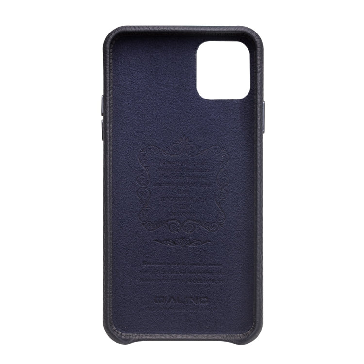For iPhone 11 Pro QIALINO Shockproof Top-grain Leather Protective Case(Royal Blue) Eurekaonline