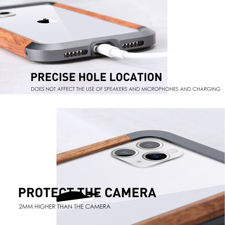 For iPhone 11 Pro R-JUST Metal + Wood Frame Protective Case Eurekaonline