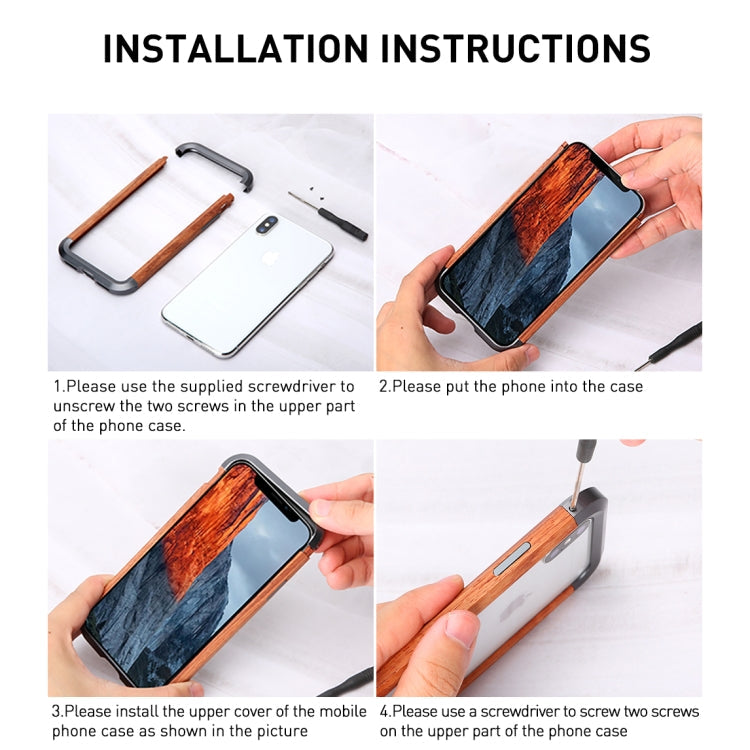 For iPhone 11 R-JUST Metal + Wood Frame Protective Case Eurekaonline