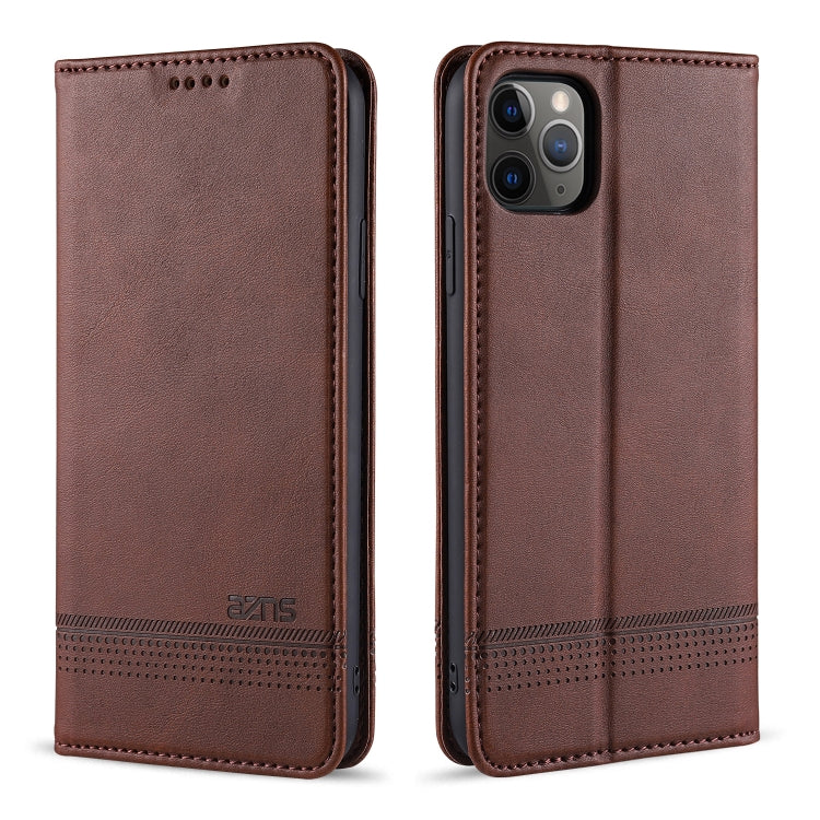 For iPhone 12 / 12 Pro AZNS Magnetic Calf Texture Horizontal Flip Leather Case with Card Slots & Holder & Wallet(Dark Brown) Eurekaonline