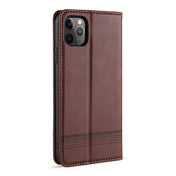 For iPhone 12 / 12 Pro AZNS Magnetic Calf Texture Horizontal Flip Leather Case with Card Slots & Holder & Wallet(Dark Brown) Eurekaonline