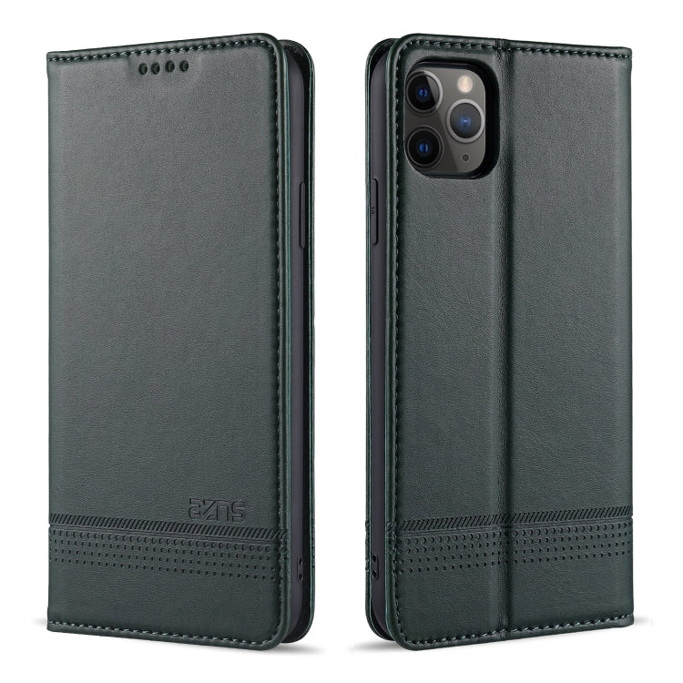 For iPhone 12 / 12 Pro AZNS Magnetic Calf Texture Horizontal Flip Leather Case with Card Slots & Holder & Wallet(Dark Green) Eurekaonline