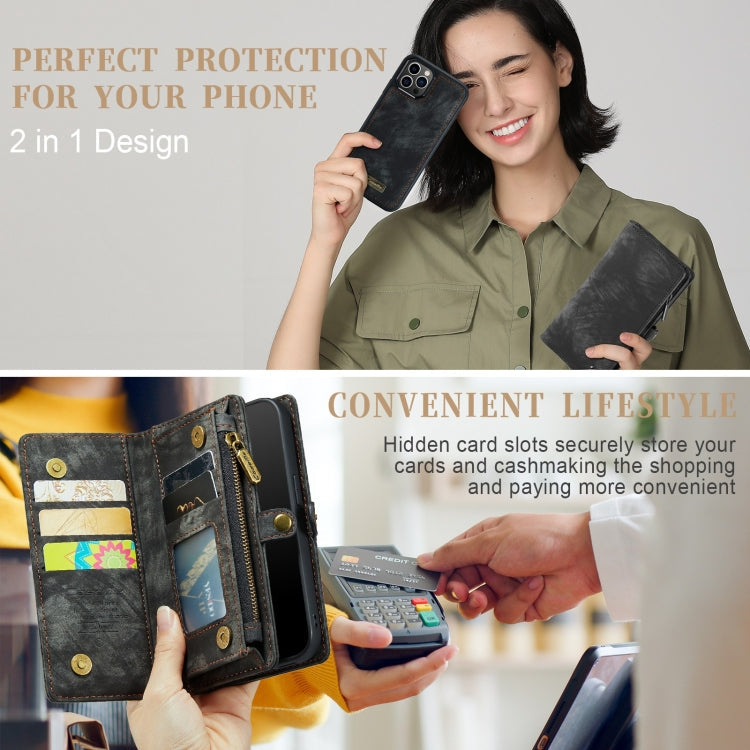  12 Pro CaseMe-008 Detachable Multifunctional Wallet Leather Phone Case (Black) Eurekaonline