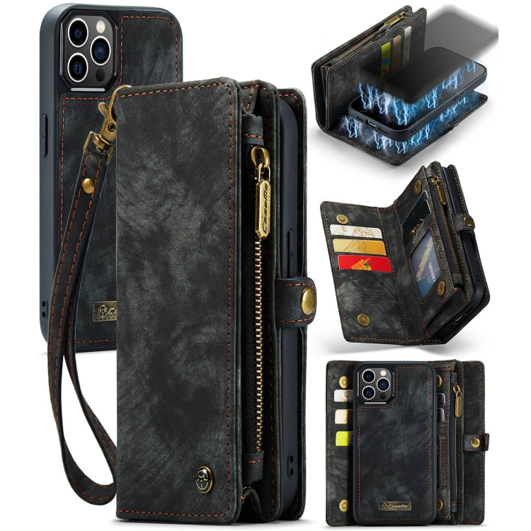 For iPhone 12 / 12 Pro CaseMe-008 Detachable Multifunctional Wallet Leather Phone Case (Black) Eurekaonline