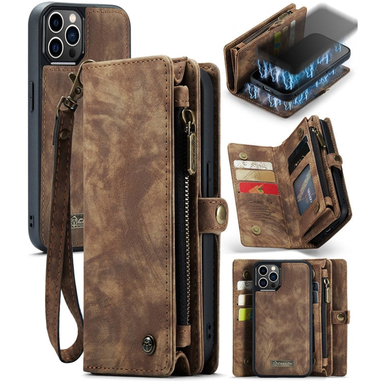 For iPhone 12 / 12 Pro CaseMe-008 Detachable Multifunctional Wallet Leather Phone Case (Brown) Eurekaonline