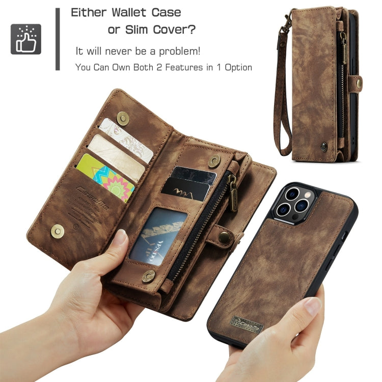  12 Pro CaseMe-008 Detachable Multifunctional Wallet Leather Phone Case (Brown) Eurekaonline