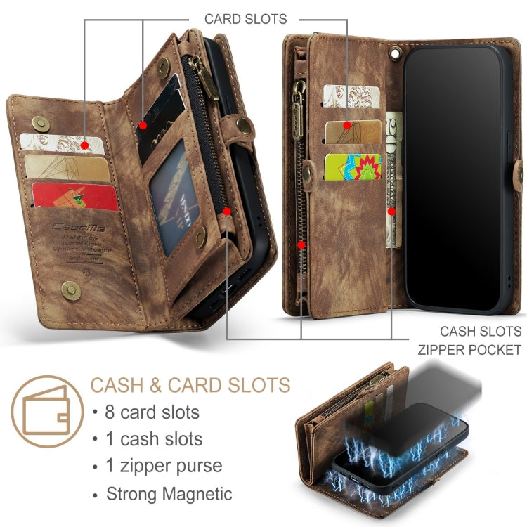 For iPhone 12 / 12 Pro CaseMe-008 Detachable Multifunctional Wallet Leather Phone Case (Brown) Eurekaonline